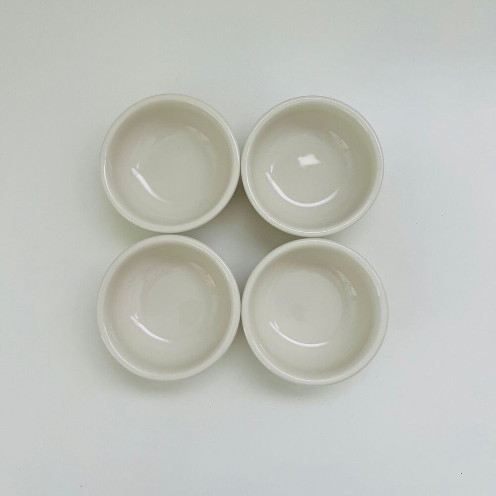 TUXTON BEB-050E American White Eggshell 5 oz Round Sauce Salsa Bowls, Set of 4